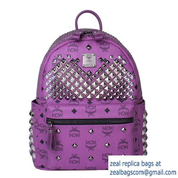 High Quality Replica MCM Small Stark Front Studs Backpack MC4237S Purple - Click Image to Close